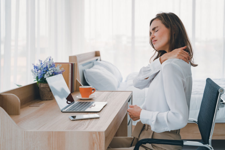 woman sitting at their desk