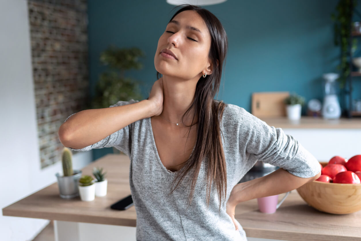 woman with upper back pain