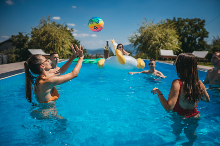 friends in the pool