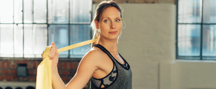 Woman with resistance band